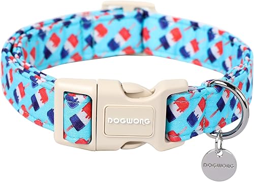 Miniatura 33 de DOGWONG Collar de algodón y cáñamo para perros, collar rosado resistente ajustable de tela natural suave para mascotas, lindo collar de boda