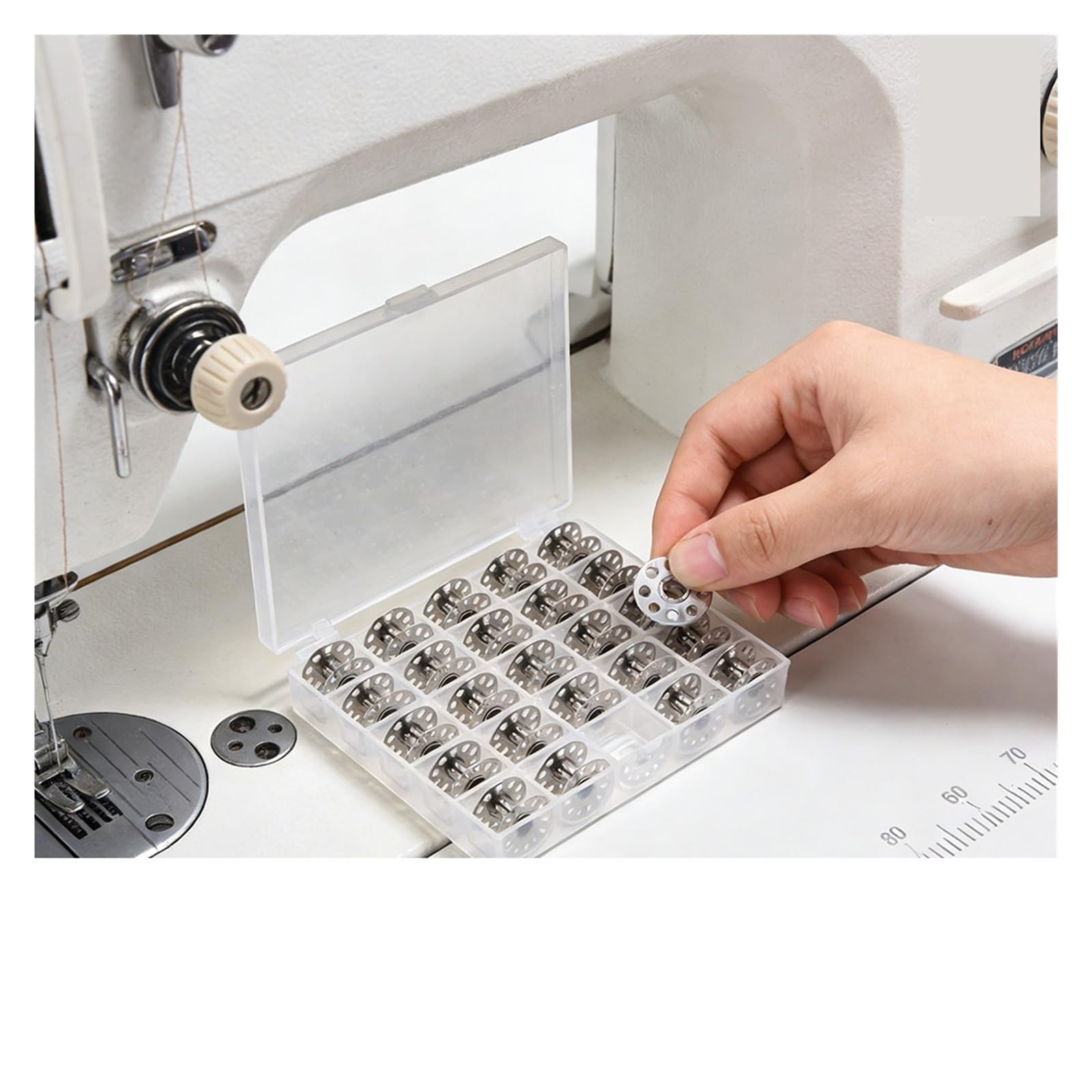 canillas maquina coser 25 bobinas de máquina coser acero inoxidable compatibles con máquinas industriales y domésticas para MáQuinas de Coser Industriales(4pcs25GSXHKong)