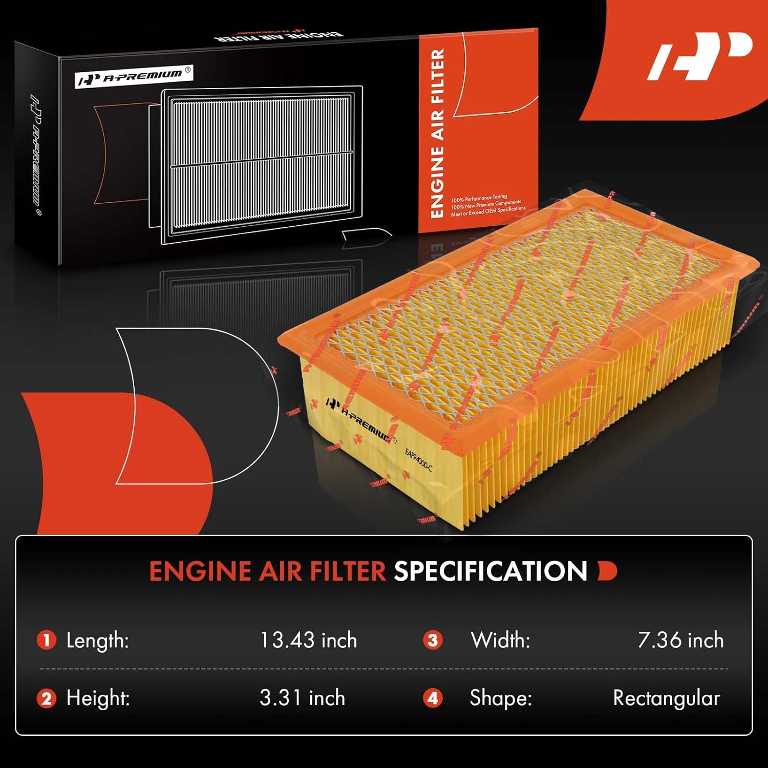 A-Premium 2-PC Engine Air Filter Compatible with Ford F-250 F-350 F-450 F-550 Super Duty 1999-2003, Excursion 2000-2003, V8 7.3L