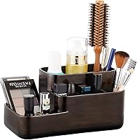 Vista 13 de zccz Organizador de baño de 2 niveles, ideal como organizador de encimera de cocina o baño, organizador de maquillaje con acabado negro