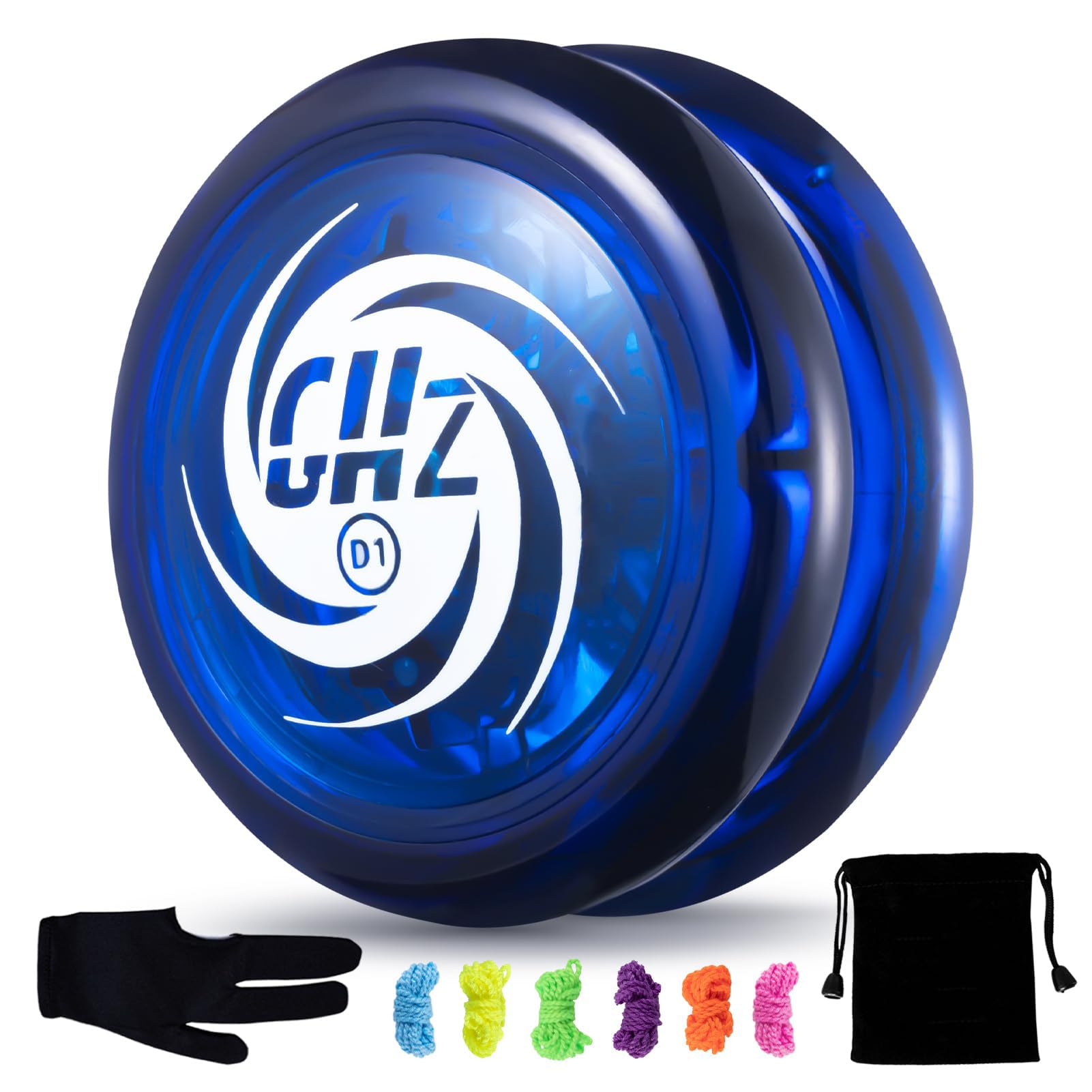 ELECDON D1 GHZ Looping Yoyo for Kids - Beginner Friendly, Easy to Master Basic Tricks, Includes 6 Strings, Glove & Bag (D1 - Blue)