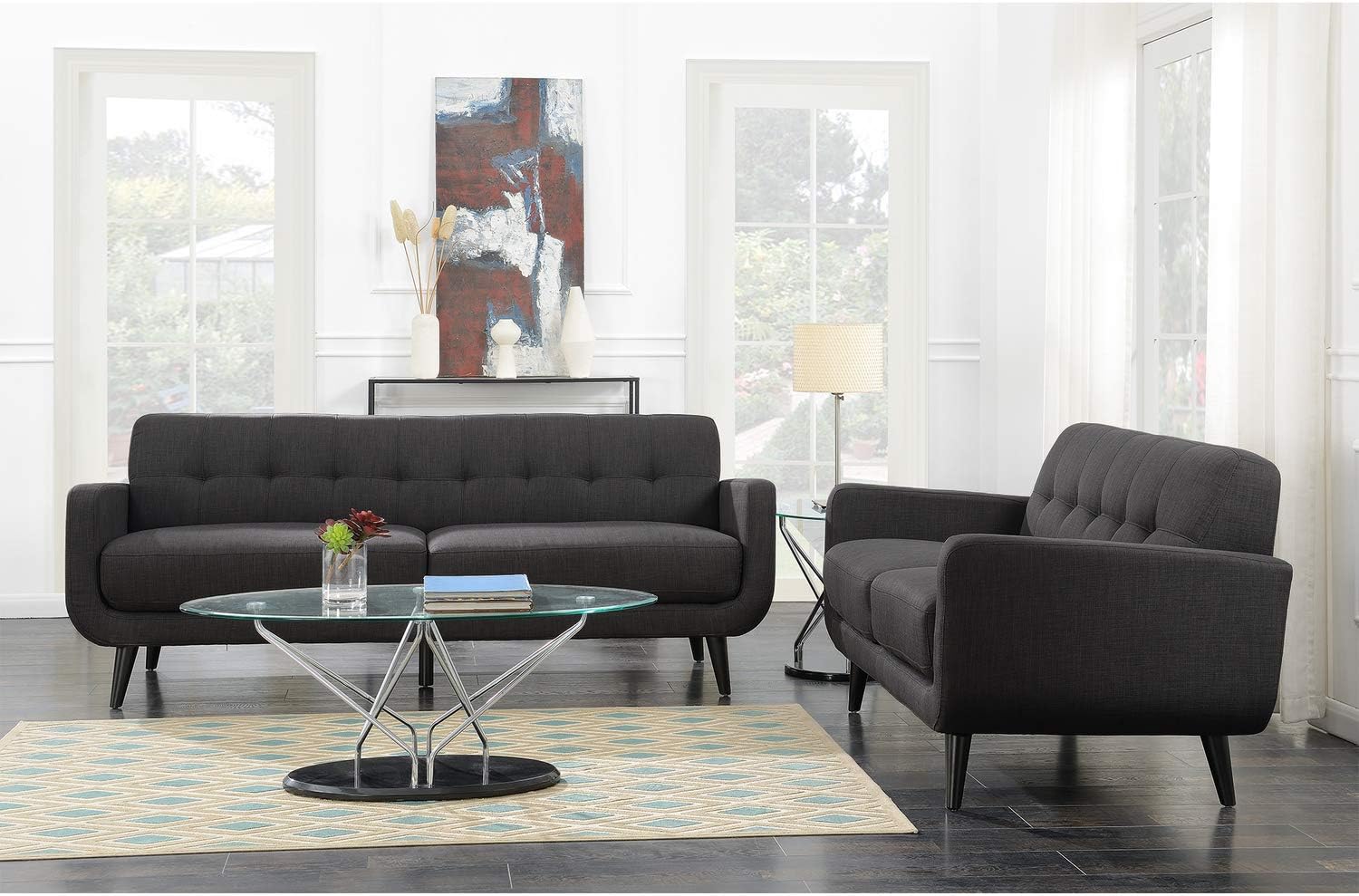 Picket House Furnishings Hailey 2 Piece Sofa Set in Charcoal