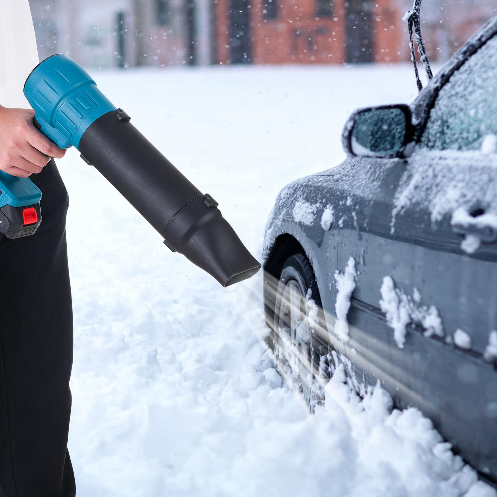 Laubbläser Akku 21V Schneefräse Luftstaubsauger mit 1500 mAh-Akku, 3 austauschbaren Düsen, stufenlose Geschwindigkeitsregelung für die Autoreinigung, Hausstaubreinigung, Hofreinigung