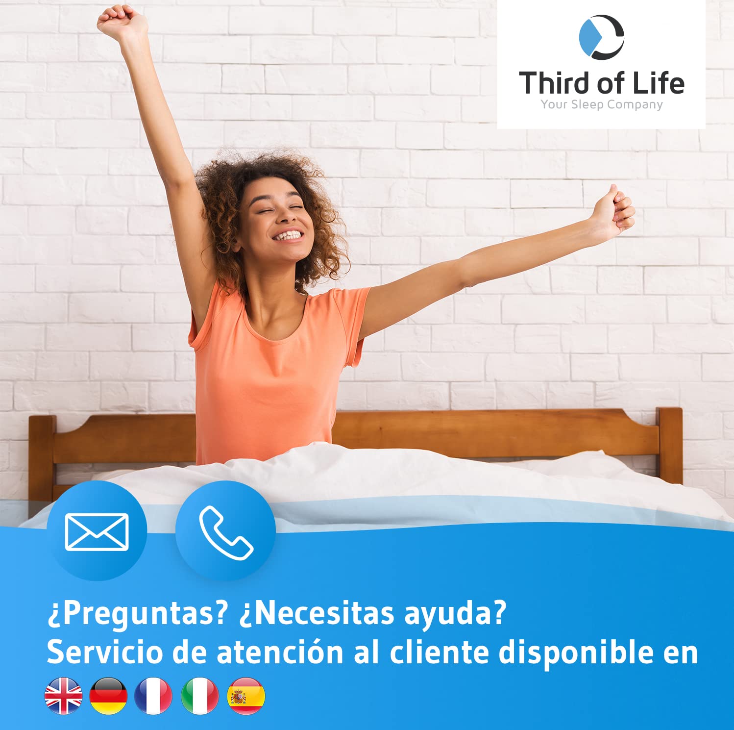 Third of Life Almohada Baja HADAR Low | Almohada Cervical ortopédica y ergonómica | Almohad de Espuma viscoelástica para Dormir Boca Abajo | Funda con termorregulación | para Fundas de 80x40cm