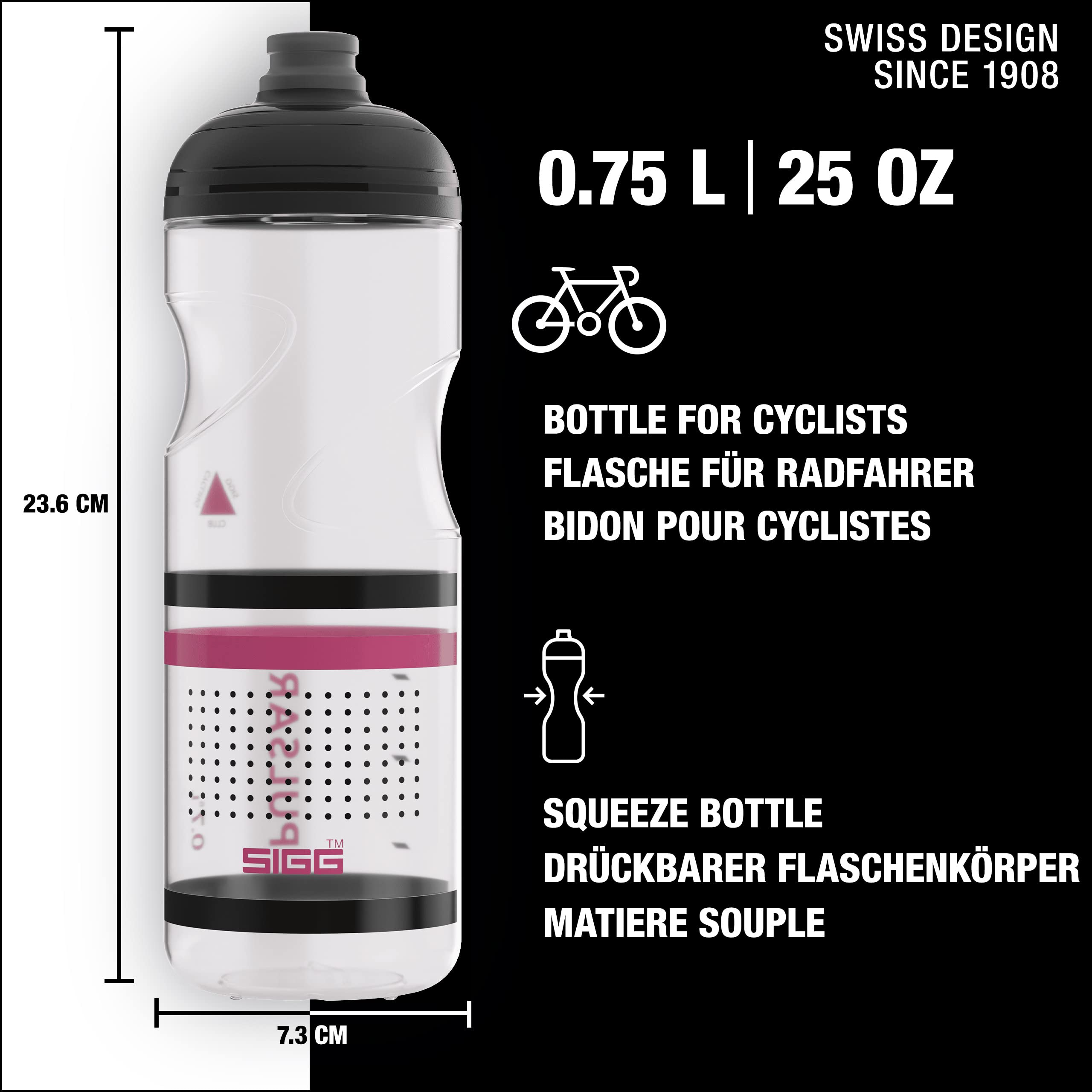 Sigg, Soft Bike Water Bottle, Pulsar Transparent Pink, Squeezable, Dishwasher Safe, Lightweight, Leakproof, BPA Free, Pink - Image 2