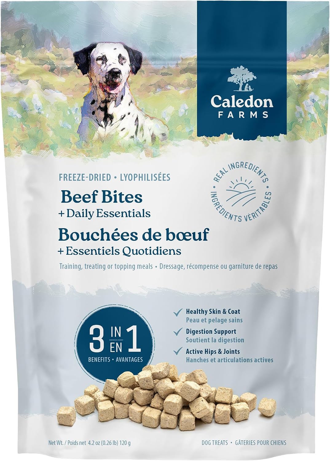 Caledon Farms, Freeze-Dried Beef Bites + Daily Essentials, 120 g, Dog Treats