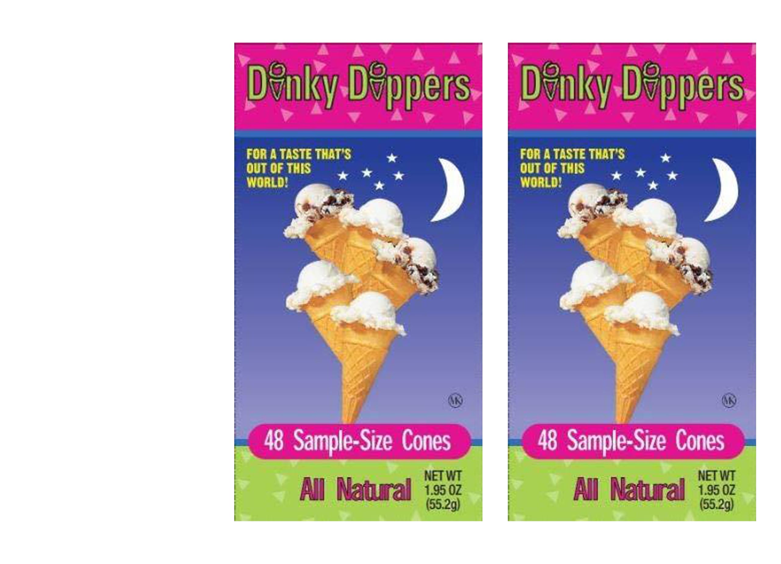 Dinky Dippers Miniature Ice Cream Cones, 1.95 Ounce Mini Child-Size (2 Pack) with 20ct Dental Flossers in PTD Sealed Box