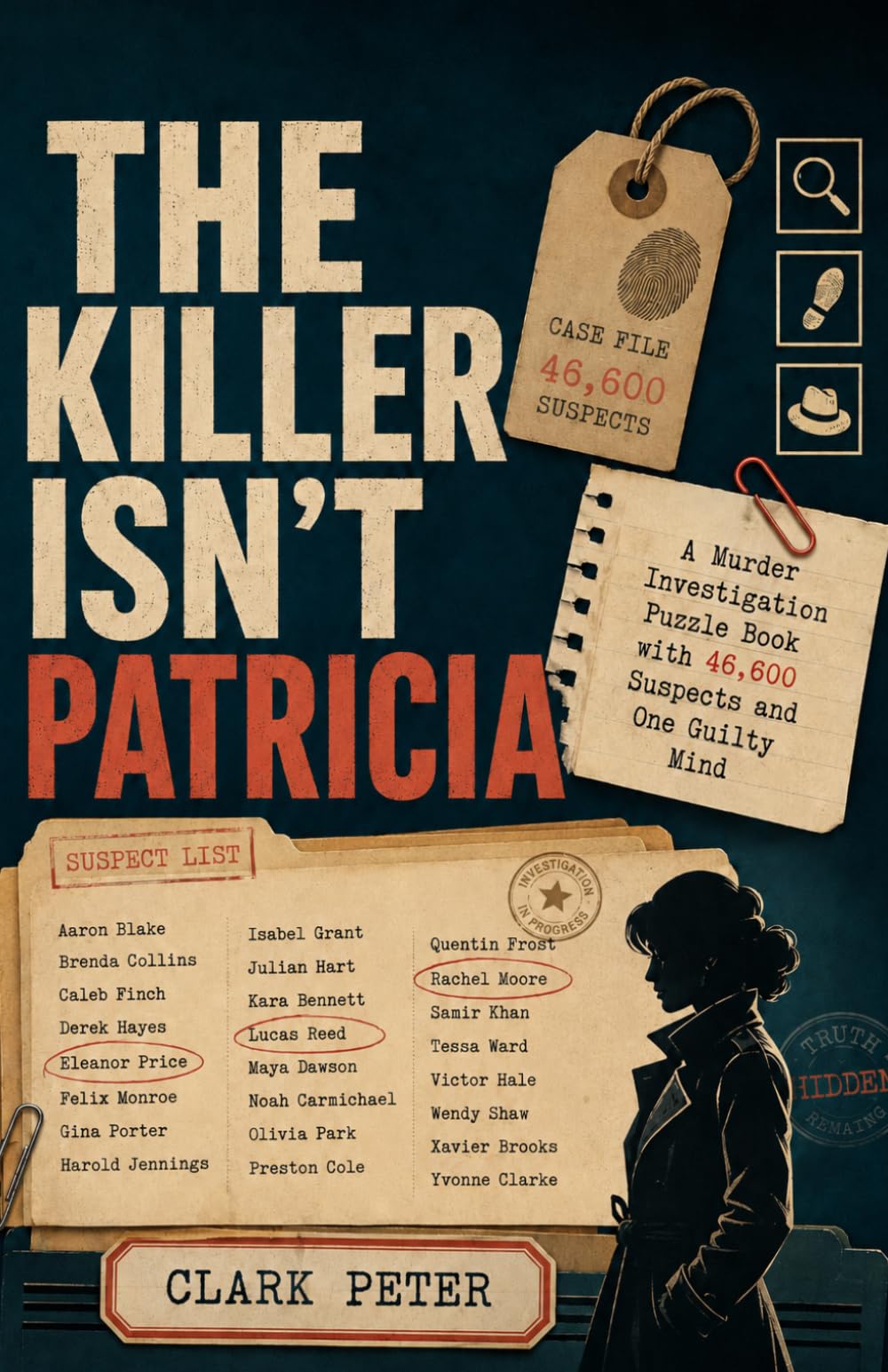 THE KILLER ISN’T PATRICIA: A Murder Investigation Puzzle Book with 46,600 Suspects and One Guilty Mind