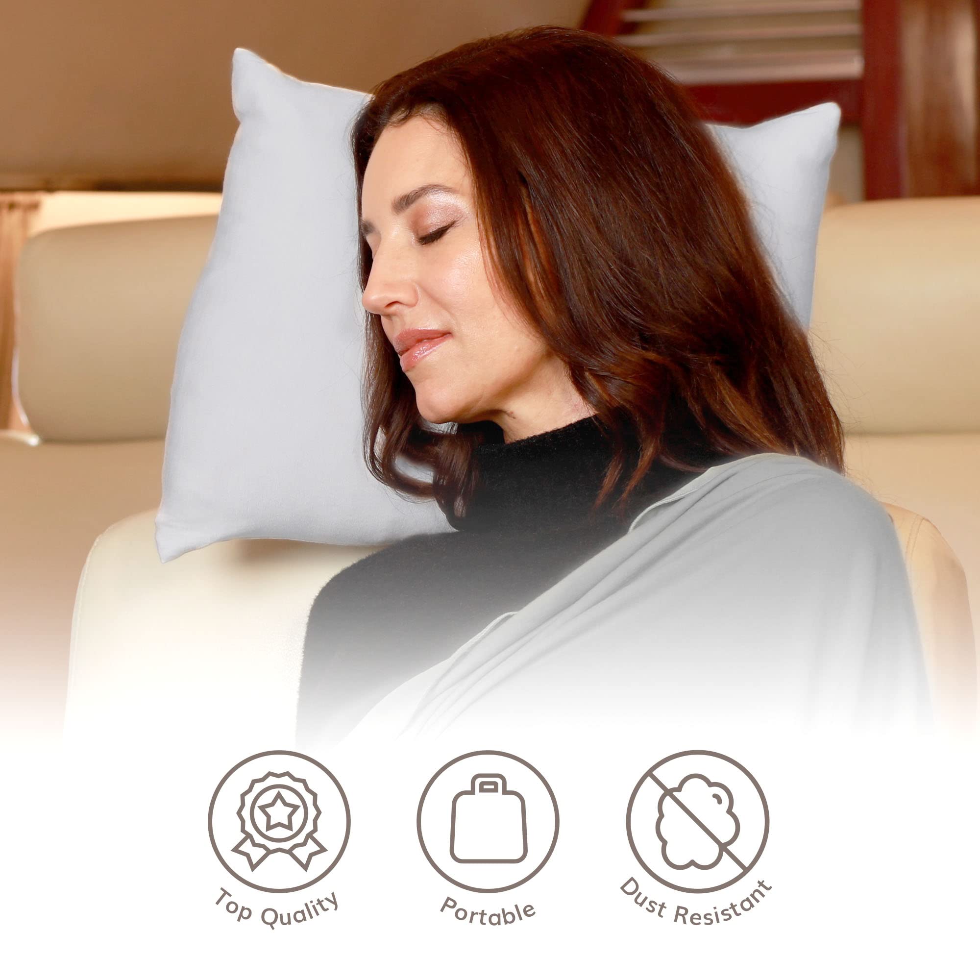 Happyluxe Odyssey poduszka podróżna z nadającą się do prania poszewką, mała poduszka samolotowa na długie loty, kemping i nie tylko, podpórka pod szyję i podparcie lędźwi, wyprodukowana w USA, 30 x 40