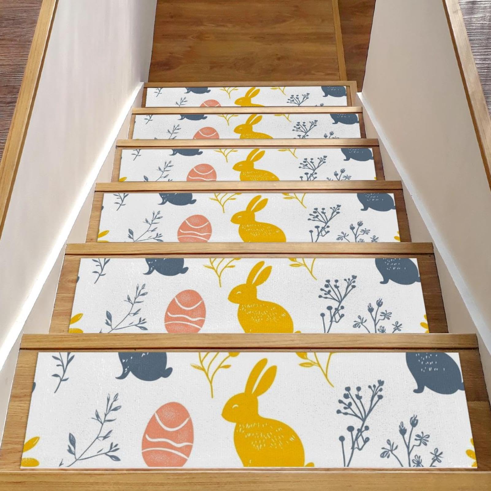 Marches d'escalier antidérapantes chiens enfants lot de 15 tapis de sécurité fleurs