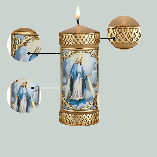 Miniatura 3 de Needzo Vela de oración católica hecha a mano con texto en inglés "Our Lady of Grace", velas decorativas sin perfume para devocionales, regalos