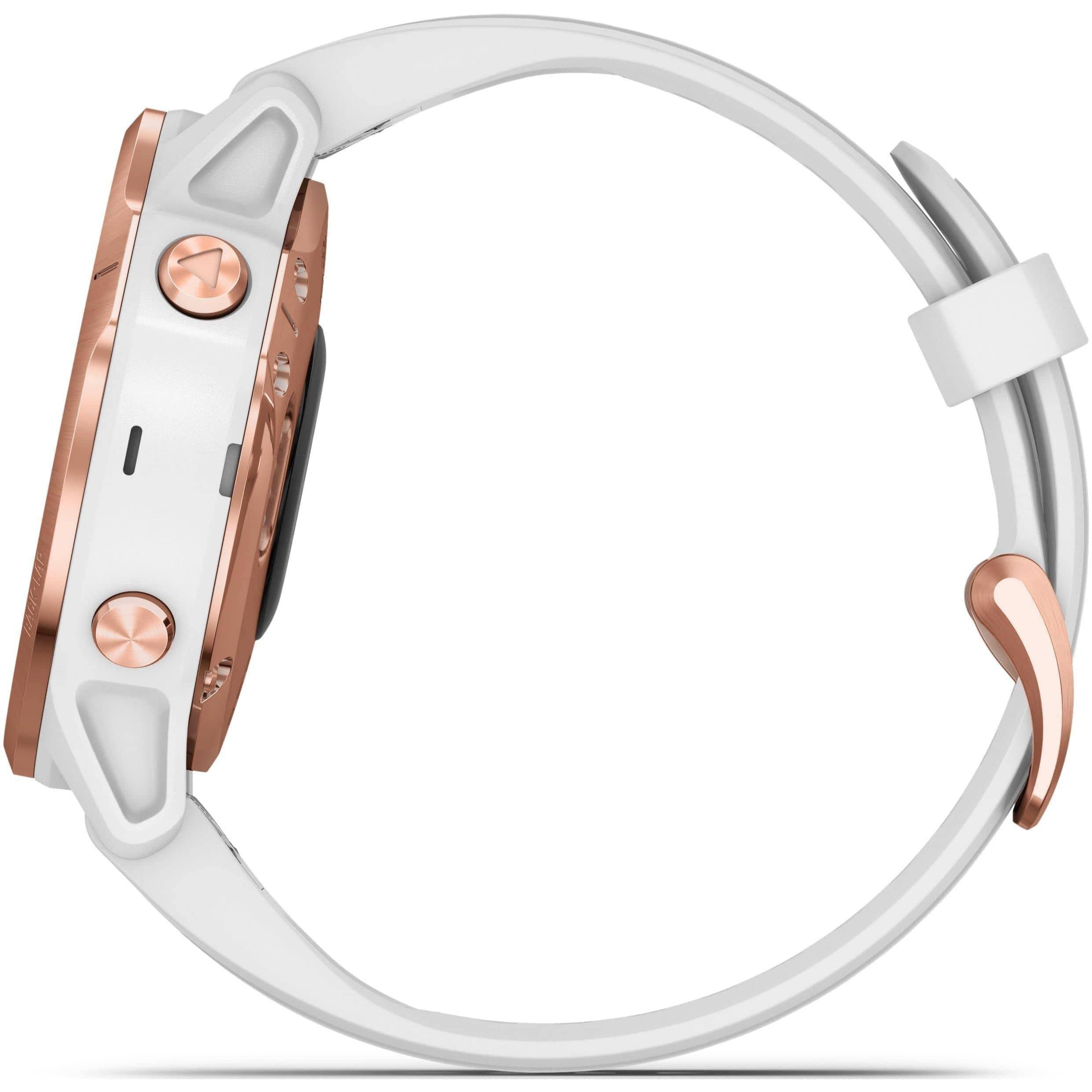 Garmin Fenix 6S Pro, Rose Gold Blanche avec Bracelet Blanc Small