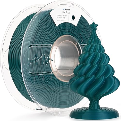AMOLEN Filamento PLA para impresora 3D, filamento PLA de alta velocidad de 23.622 ins de 0.069 in, PLA verde bosque, 2.2 libras, precisión