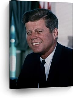 Smile Art Design 35th President of The United States of America John F. Kennedy JFK Portrait Canvas Wall Art Print American History Political Icon Office Library Living Room Home Decor 12x8