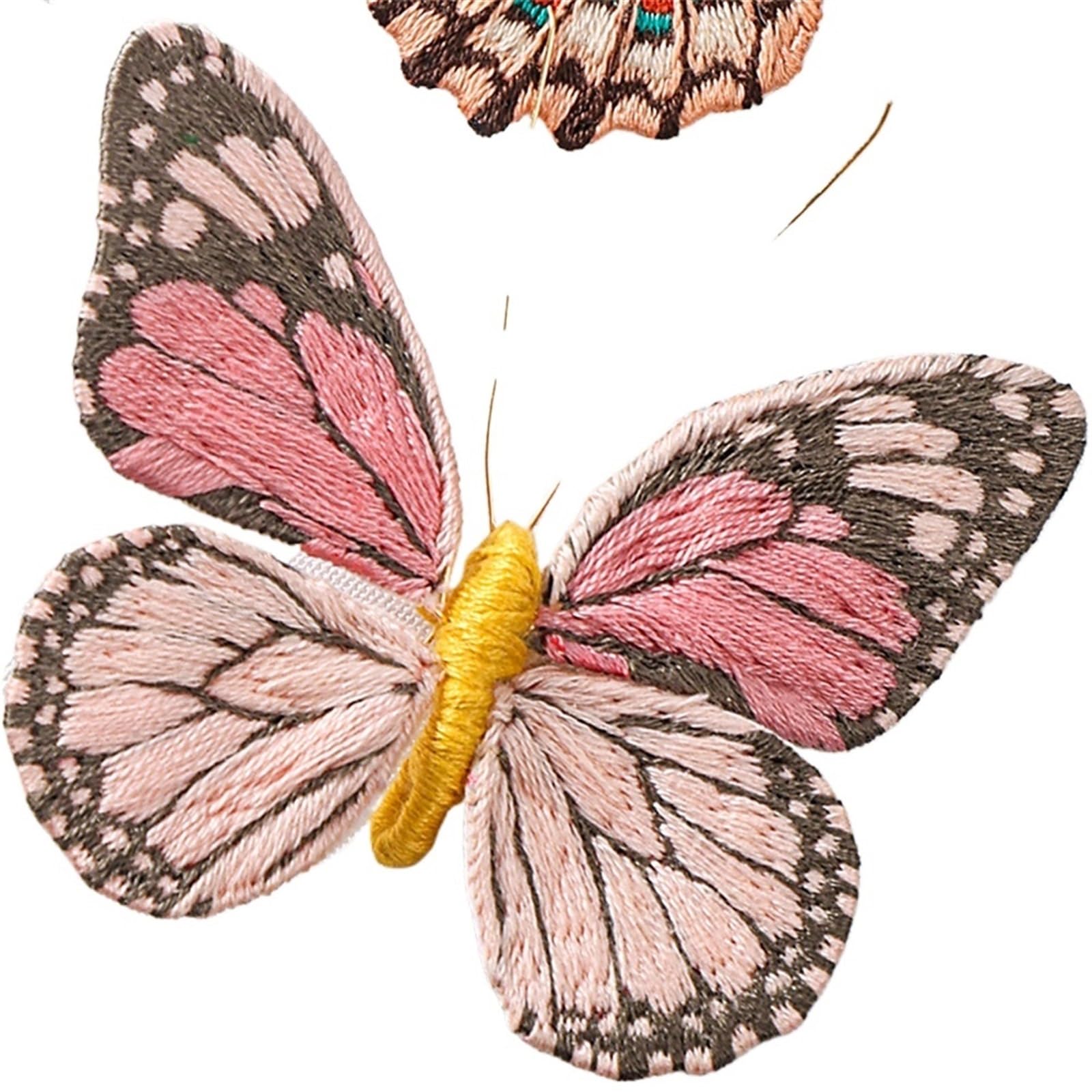 LKLNKVL embroidery, Embroidery Kit， Beginner Butterfly Kits with Hoop DIY Hand Brooch Kit(Embroidery Kit F)