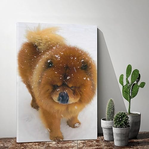 Miniatura 2 de Póster de animales Snow Chow Chow Dog lienzo póster para decoración de dormitorio, paisaje deportivo, oficina, habitación, regalo, póster de lienzo