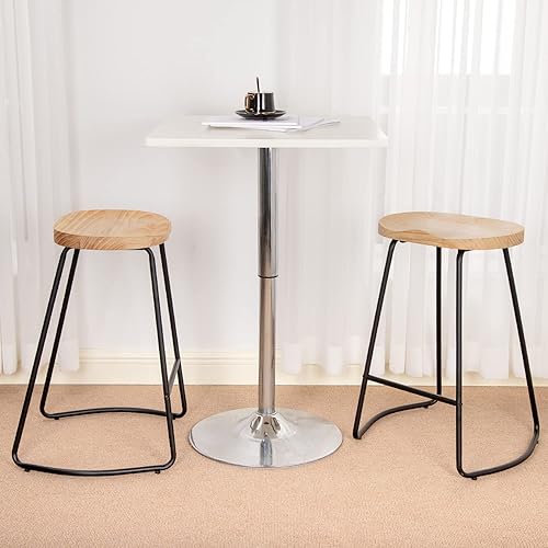 Miniatura 8 de HeuGah Bar Stools, Solid Wood Barstools Set of 2, 26" Counter Height Bar Stools with Metal Leg,Rustic Backless Bar Stools for Kitchen Island,Bar