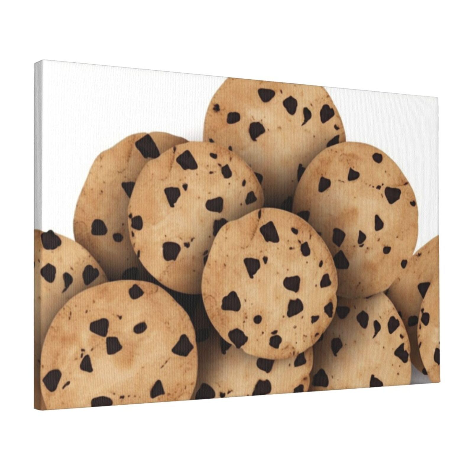 Canvas Wall Art for Living Room Wall Decor 16"x24" Modern Artwork Painting Pictures Hanging Canvas Prints Food Chocolate Chip Biscuits Aesthetic Wall Art for Bedroom Bathroom Office Wallart Decor