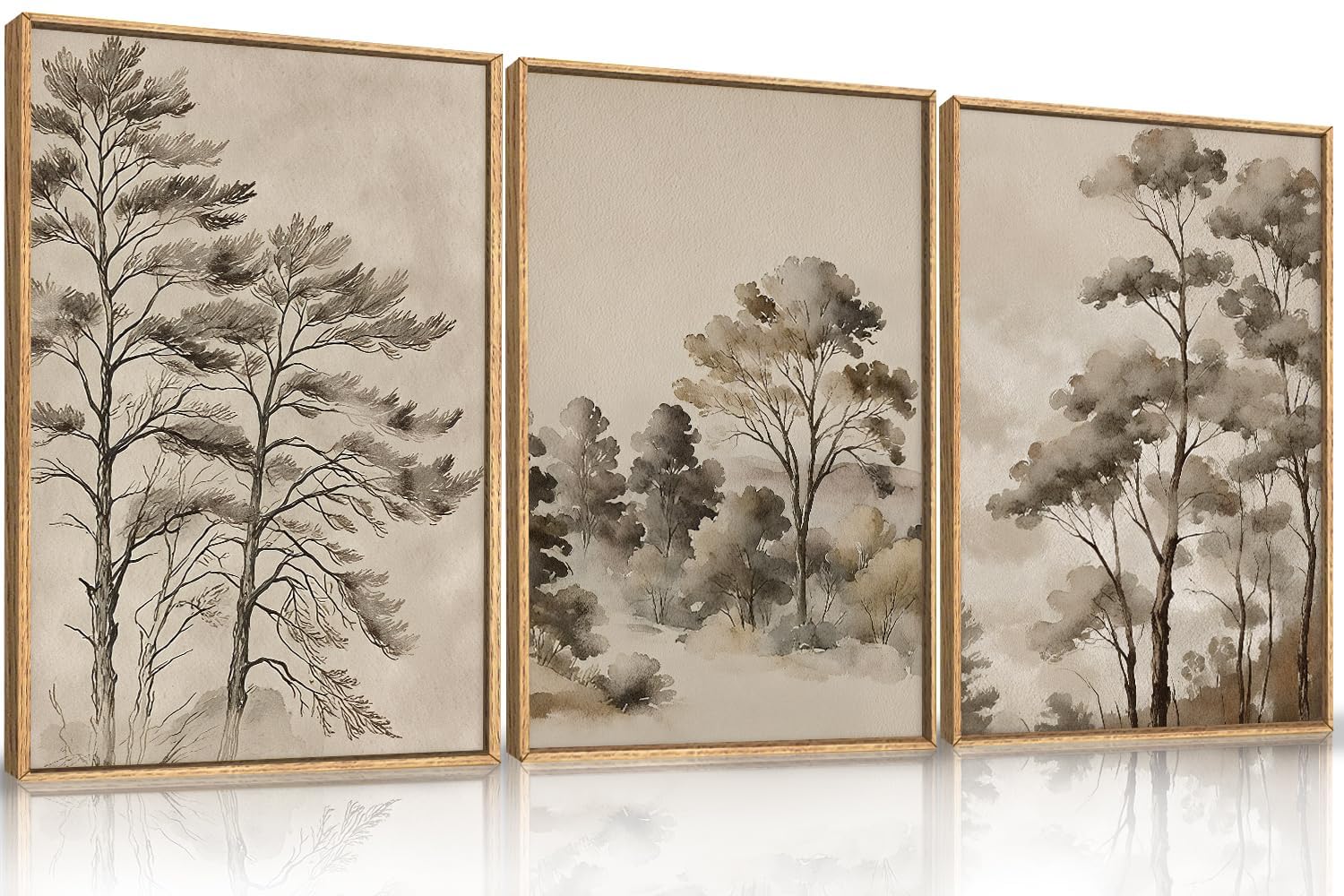 Ausril Large Abstract Green Gray Pastel Framed Canvas Wall Art,Neutral Landscape Wall Decor,Modern Watercolor Lake Artwork,Beige Textured Illustrations Art for Living Room,Bedroom,Office- 16"x24"x3 — view 36