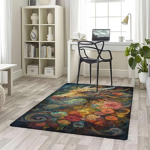 Vista 52 de Alfombra de dragón personalizada, con estampado de dragón de galaxia brillante, tapete grande de 5 x 8 pulgadas para sala de estar, dormitorio