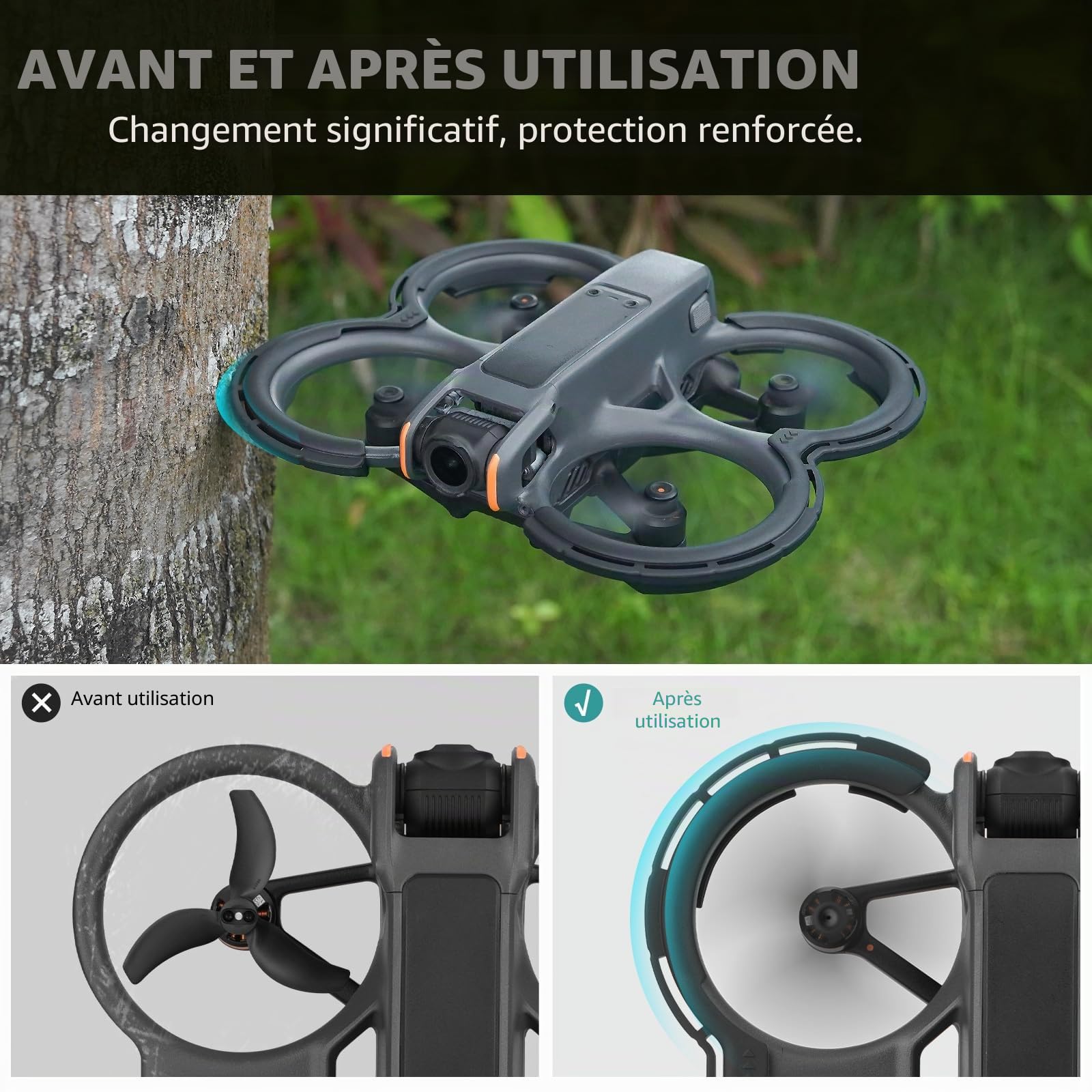 BRDRC Avata Lot de 2 protections de pare-chocs pour hélice et cardan, anneau anti-collision, accessoires pour DJI Avata 2 Fly More Combo (orange)