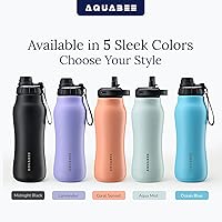 Vista 2 de Insula - Botella de agua de acero inoxidable con boquilla y tapa con popote, sin BPA y a prueba de fugas, botella de agua aislada al vacío de doble