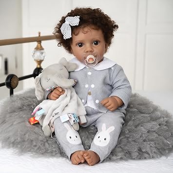 WOOROY Reborn Baby Dolls Girl Black - 20 Inch Realistic Baby Doll African American, Newborn Lifelike Real Life Girl Soft Cloth Body, Gift Set with Accessories for Kids Aged 3+