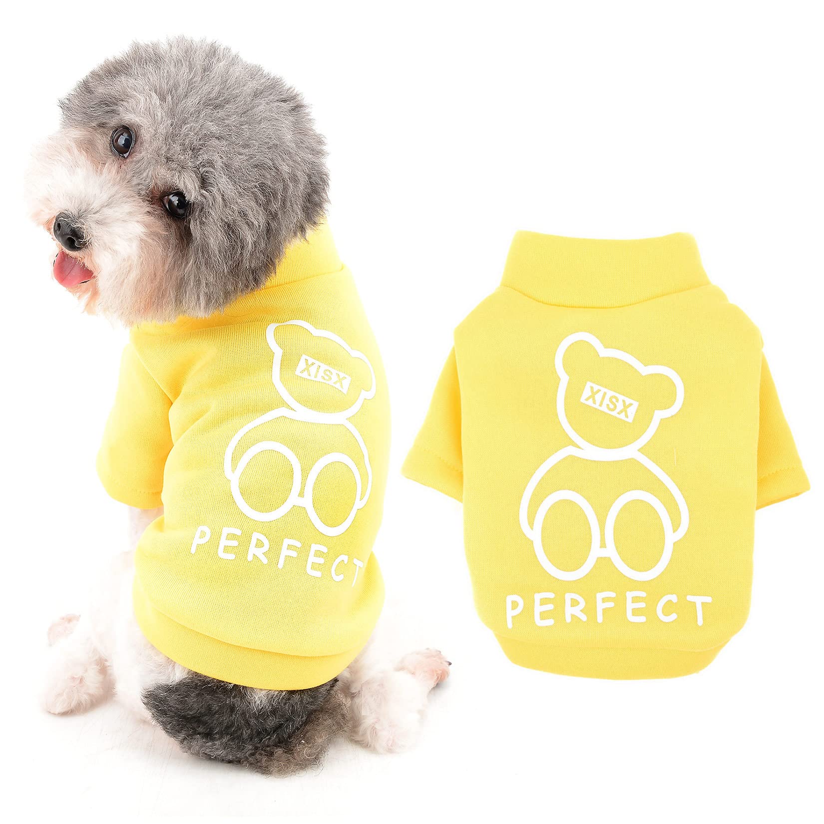 Ranphy Pet Clothes for Small Dogs Boy Girl Fall Winter Sweater Turtleneck Sweatshirt Puppy Cat Warm Coat T-Shirt Fashion Soft Puppy Outdoor Pullover,Yellow,S
