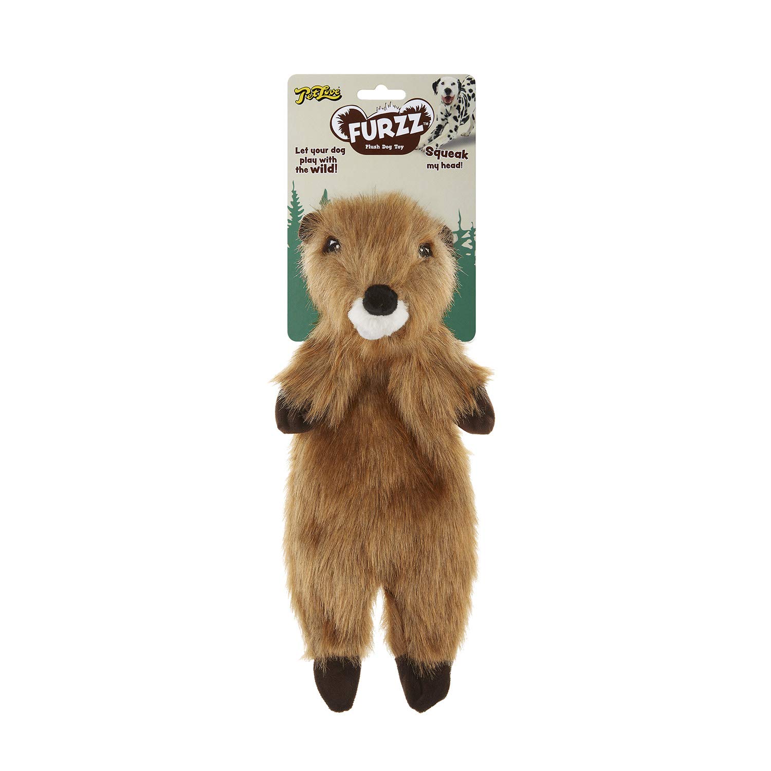 Pet Love Furzz Plush Dog Toy with Squeaker - Beaver, Small (31.5cm long), S โ image 1