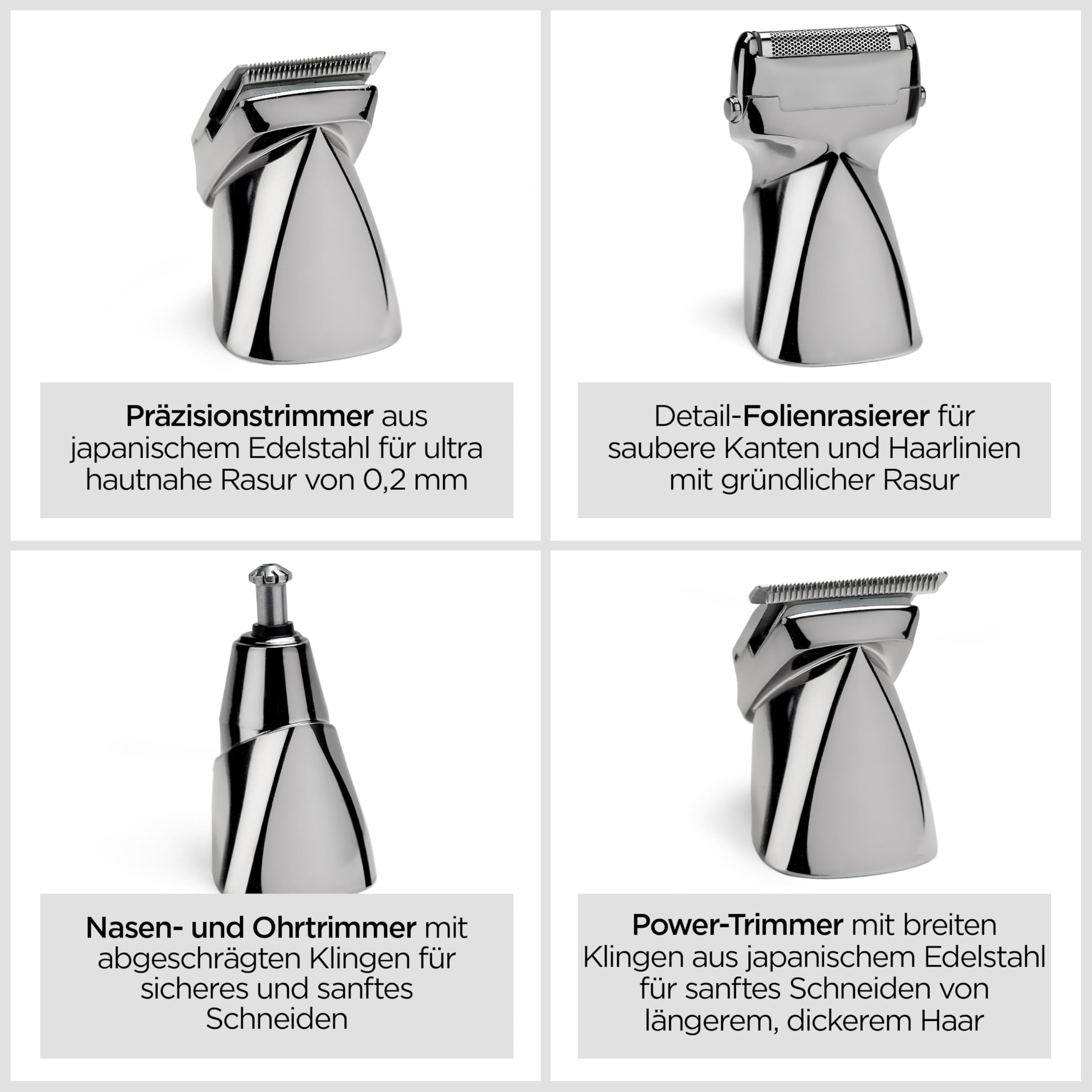BaByliss Super-X Metal 15-in-1- Multi-Trimmer – Kabelloses Grooming-Kit inklusive Barttrimmer und Nasenhaarschneider, wasserdicht, Geschenk für Männer, Silber/Grau, MT996E