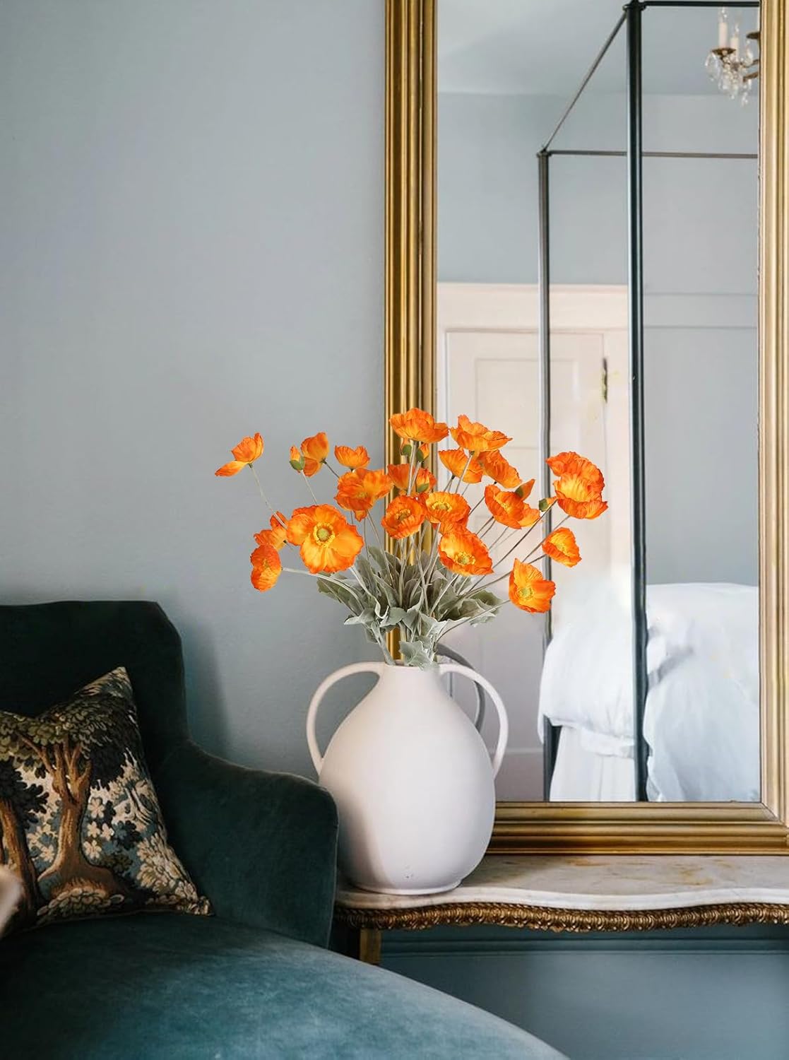 Poppies Flowers Artificial,8PCS Silk Orange Poppy Flowers Faux Poppies with Stems for Wedding Bouquet Party Table Centerpiece Arrangement(Orange) - Image 8