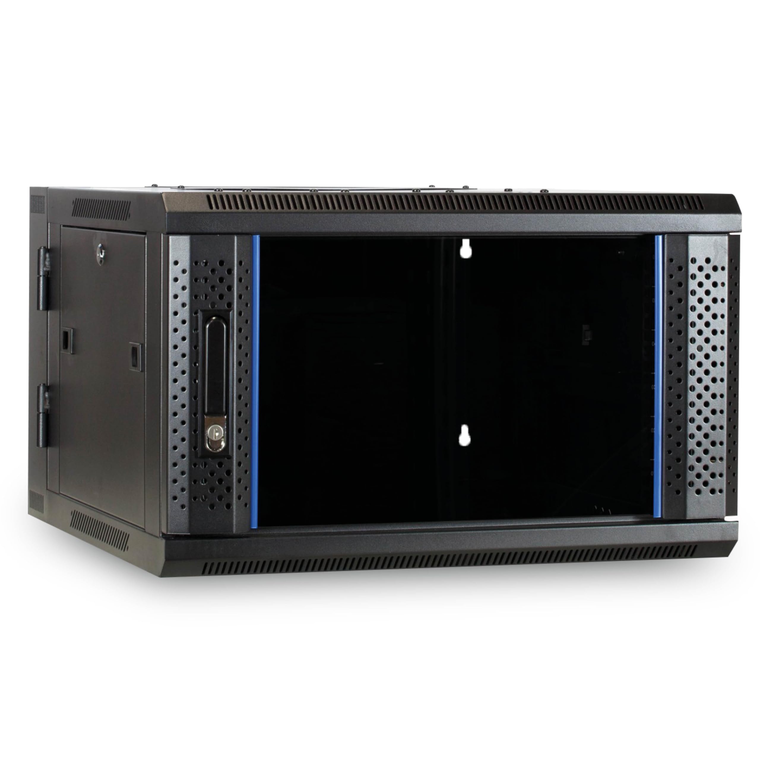 Baie Murale 6U (inclinable) avec Porte en Verre 600x600x368mm - Noir