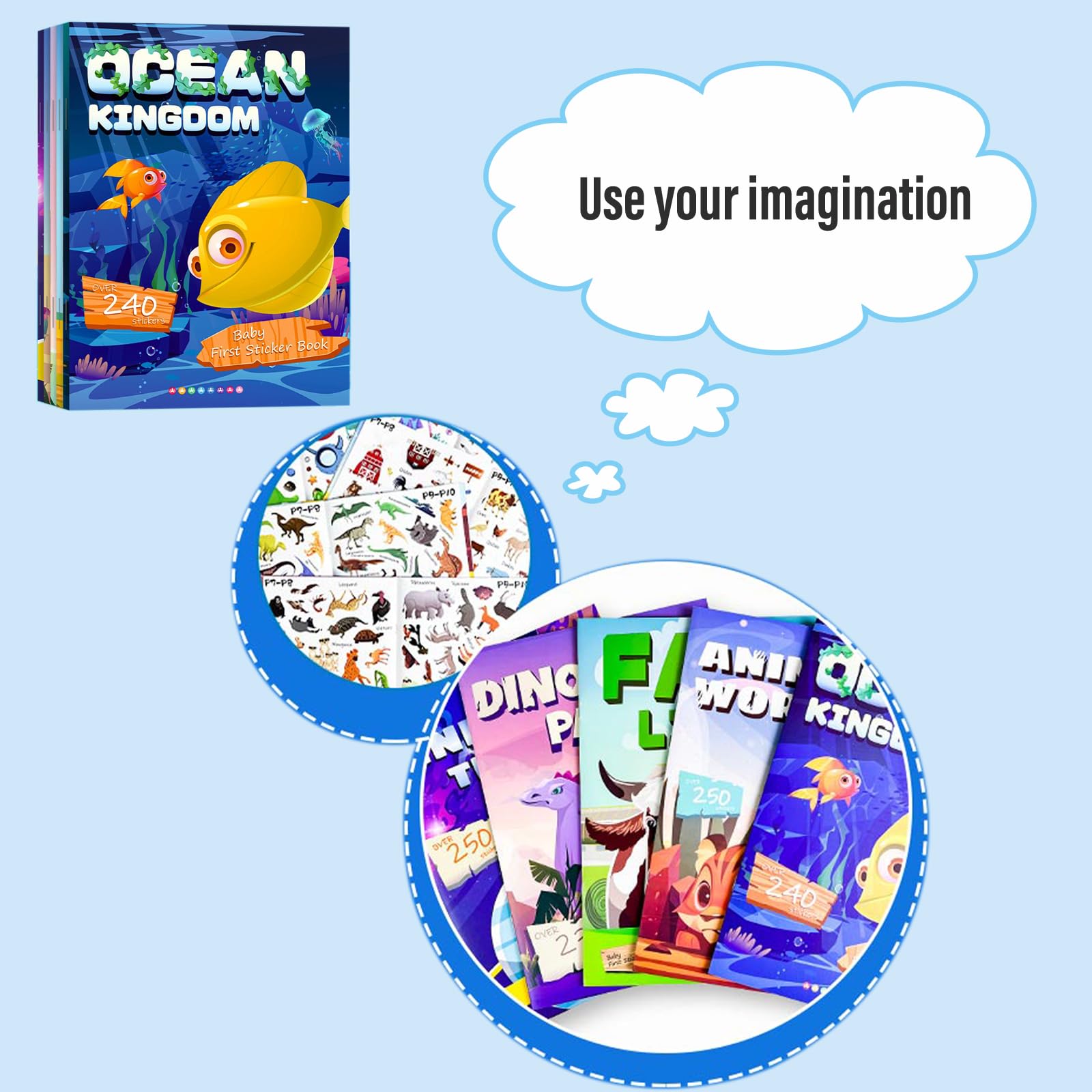 Libro di adesivi per bambini – 1310+ dinosauri Park & Animal Habitat – Side by Side Sticker Activity Book – Scene divertenti libri adesivi riutilizzabili – Ideale per ragazzi e ragazze dai 2