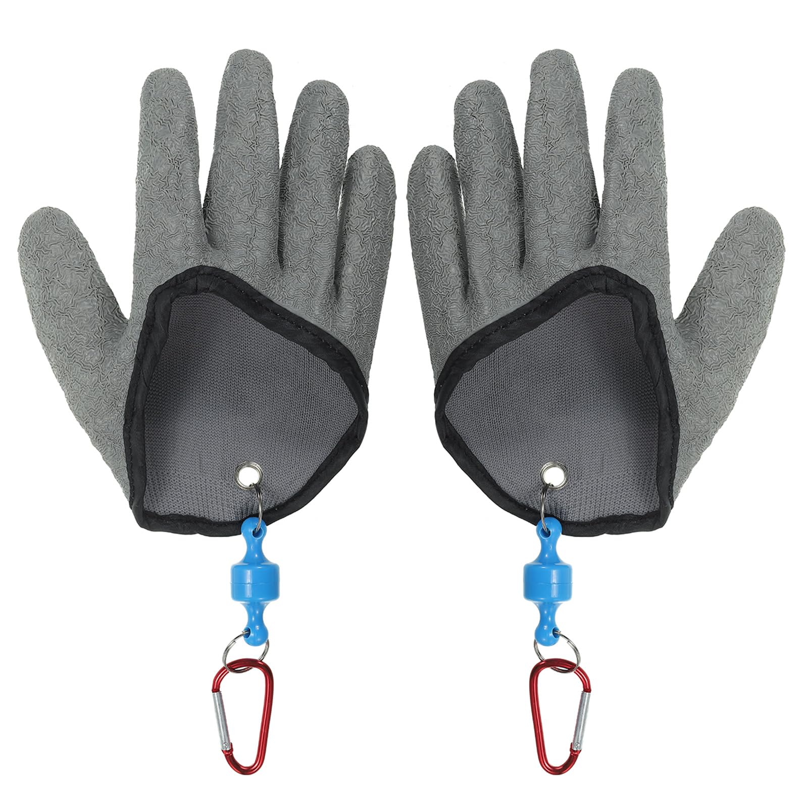 PATIKIL Fishing Gloves with Magnet Release 1 Pair Fisherman Professional Catch Fish Gloves Non-Slip Puncture Resistant Waterproof Fillet Glove for Handling Catching Cleaning, Grey