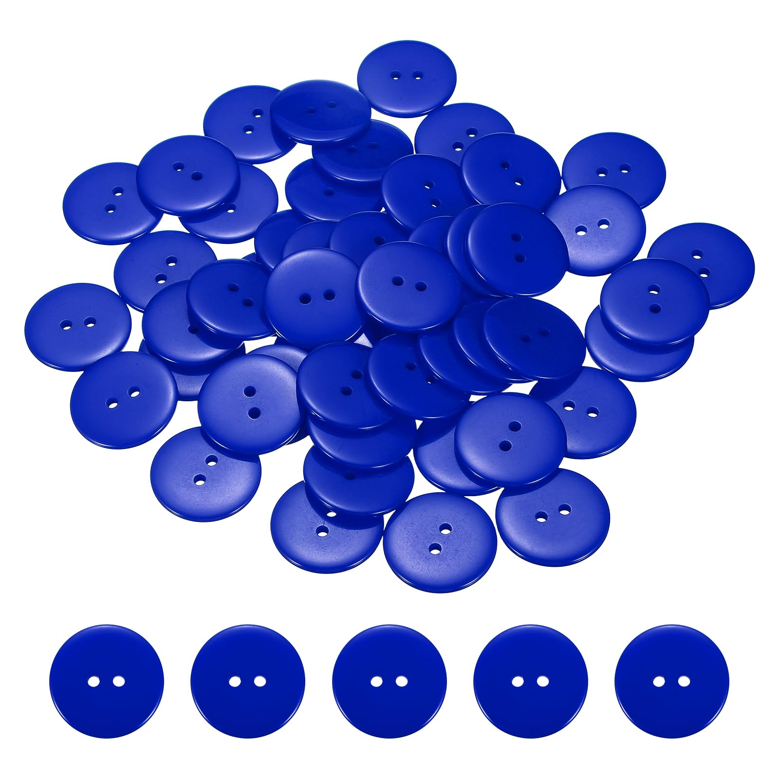 sourcing map 50pcs Resin Sewing Button, 30mm (1-3/16-inch) 2 Holes Round Craft Decorative Buttons for Coat Clothes Holiday Decoration, Dark Blue