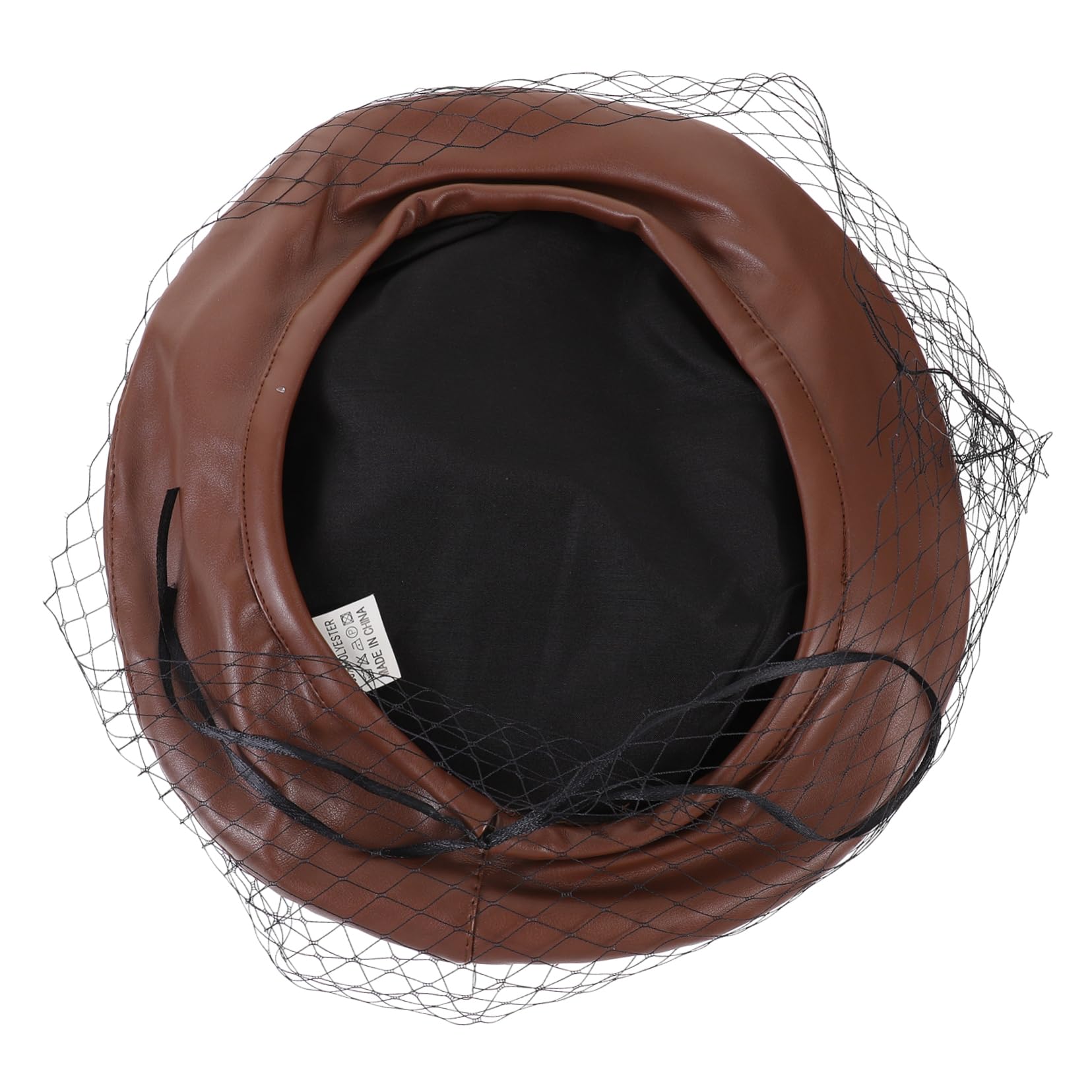 Didiseaon Retro Mesh Veil Women Beret Hat Satin French Artist Painter Hat for Women Vintage Fascinator Veil Brown