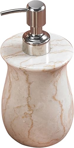 Creative Home Natural Champagne Marble Vase Collection - Dispensador de loción de jabón líquido con bomba de acero inoxidable, beige, 3.3 pulgadas