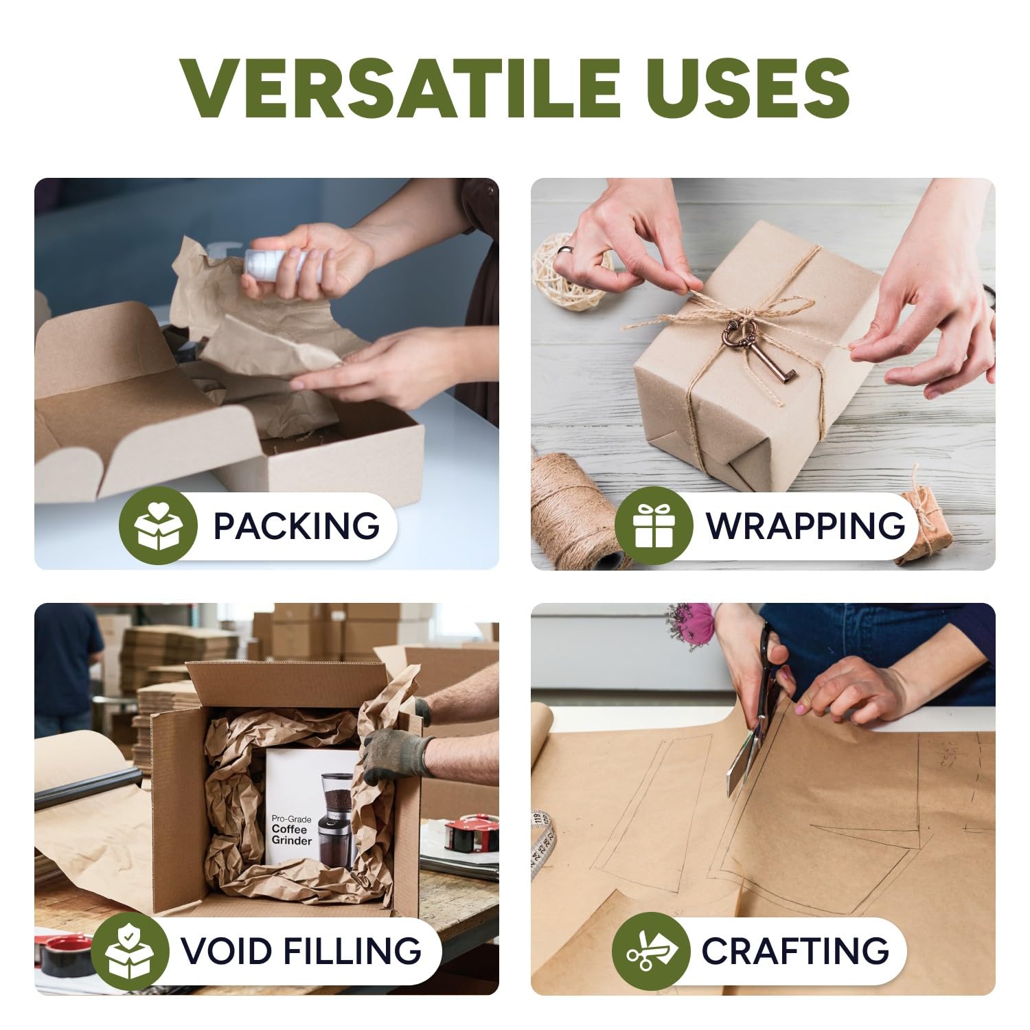 Paclord Kraftpapierrolle, naturbraun, 61 x 21945,6 cm (219,5 m), 22,7 kg, hergestellt in den USA, 7,6 cm große Rolle braunes Geschenkpapier zum Verpacken