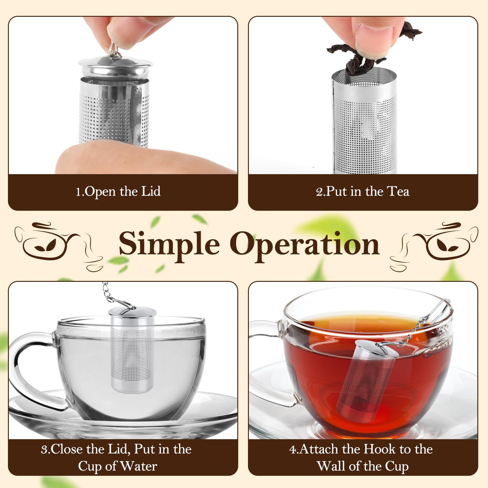 Tazza Con Infusore KurtzyTM Confezione Da 2 Infusori In Acciaio Inossidabile Per Tè Sfuso Filtro Per Te Sfuso