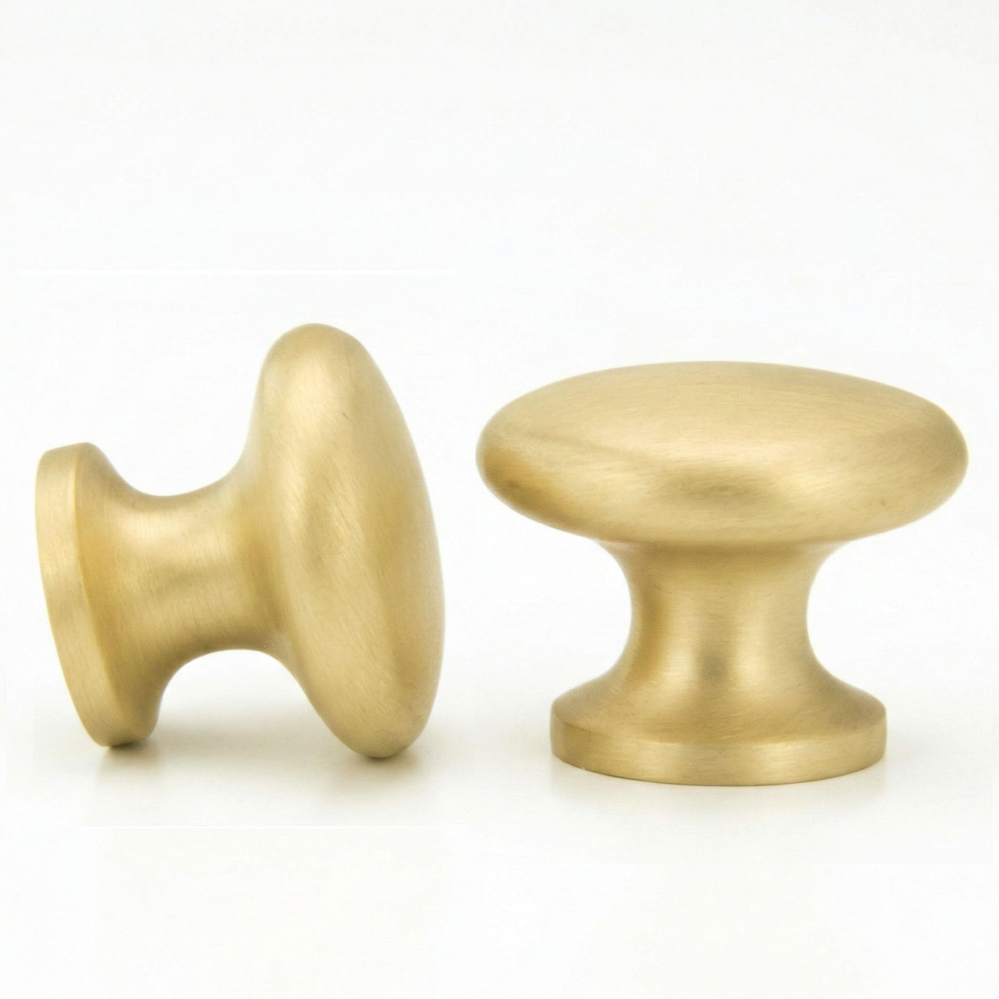 UNDERGROUND PARTS Solid Brass Satin Brushed Finish Cabinet Handles Hardware Pulls and Knobs for Kitchen Cabinets and Drawers (Classic Round Knob 40mm)