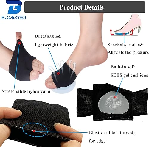 Miniatura 3 de 3 pares de almohadillas metatarsianas para mujeres y hombres, cojines de bola de pie para aliviar el dolor de juanetes y neuroma de Morton, manga