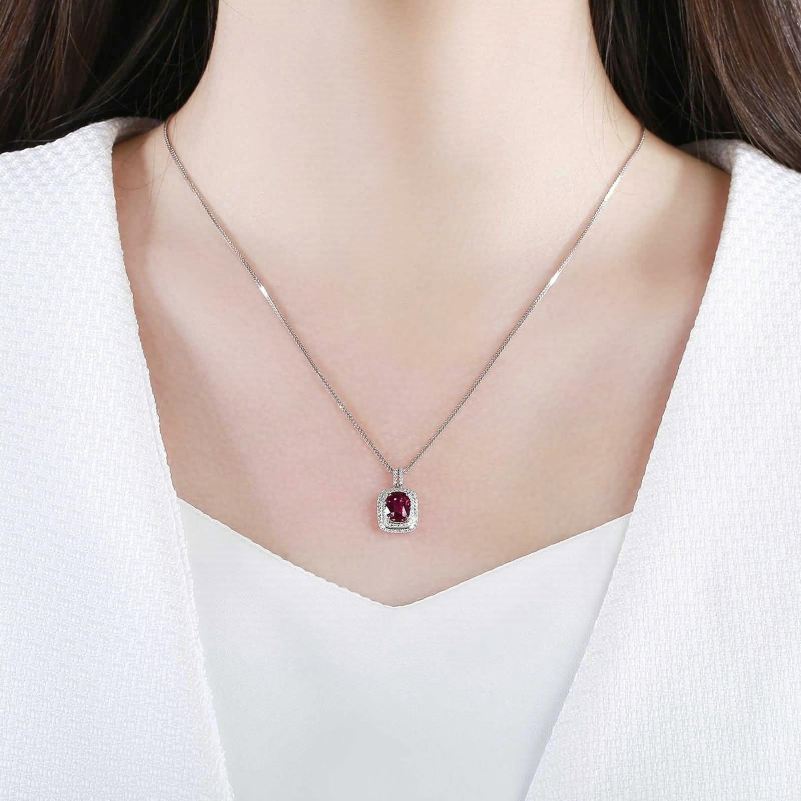 Collar para mujer de oro blanco 375 585 750 con espinela violeta 2