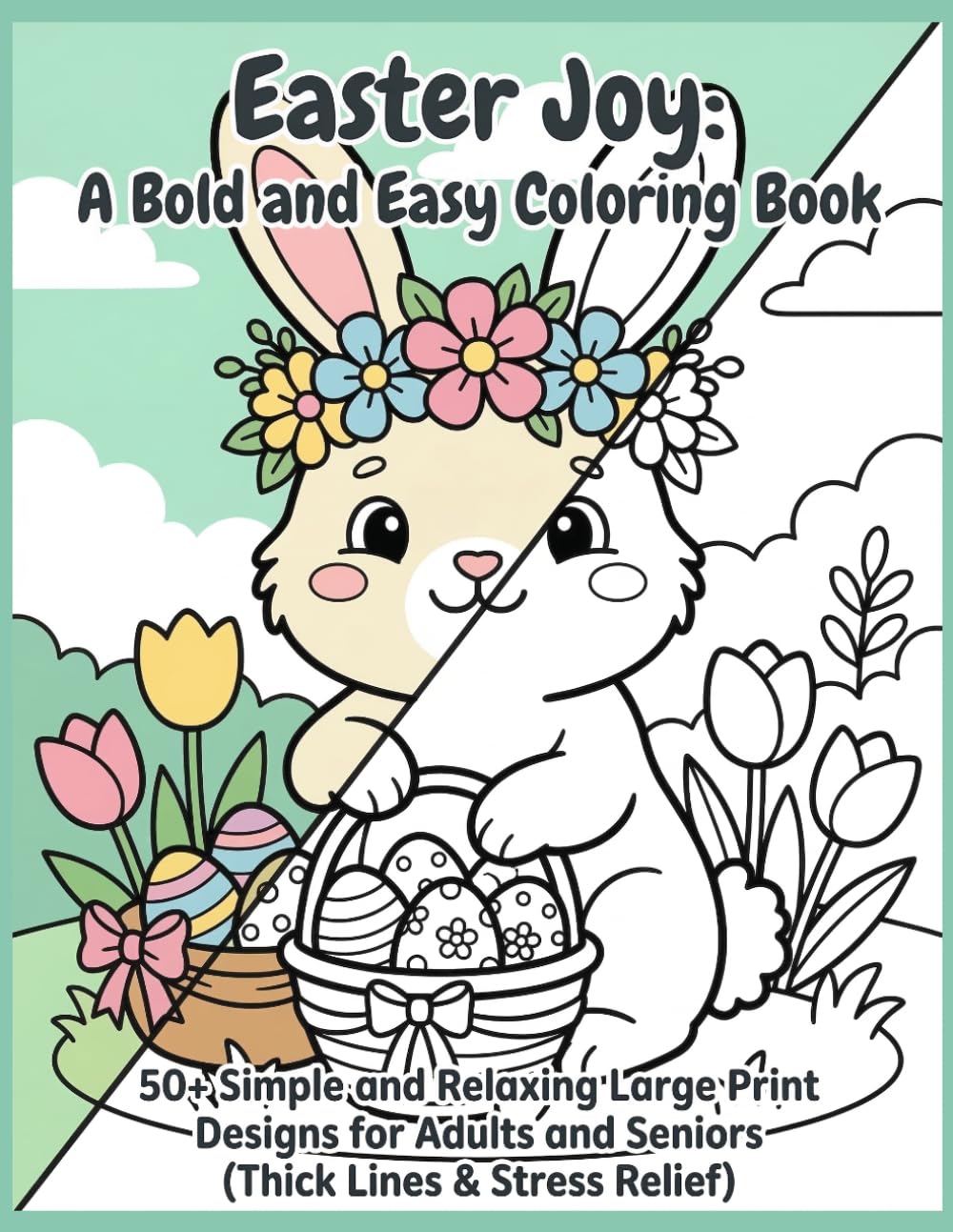 Easter Joy: 50+ Simple and Relaxing Large Print Designs for Adults and Seniors (Thick Lines & Stress Relief)