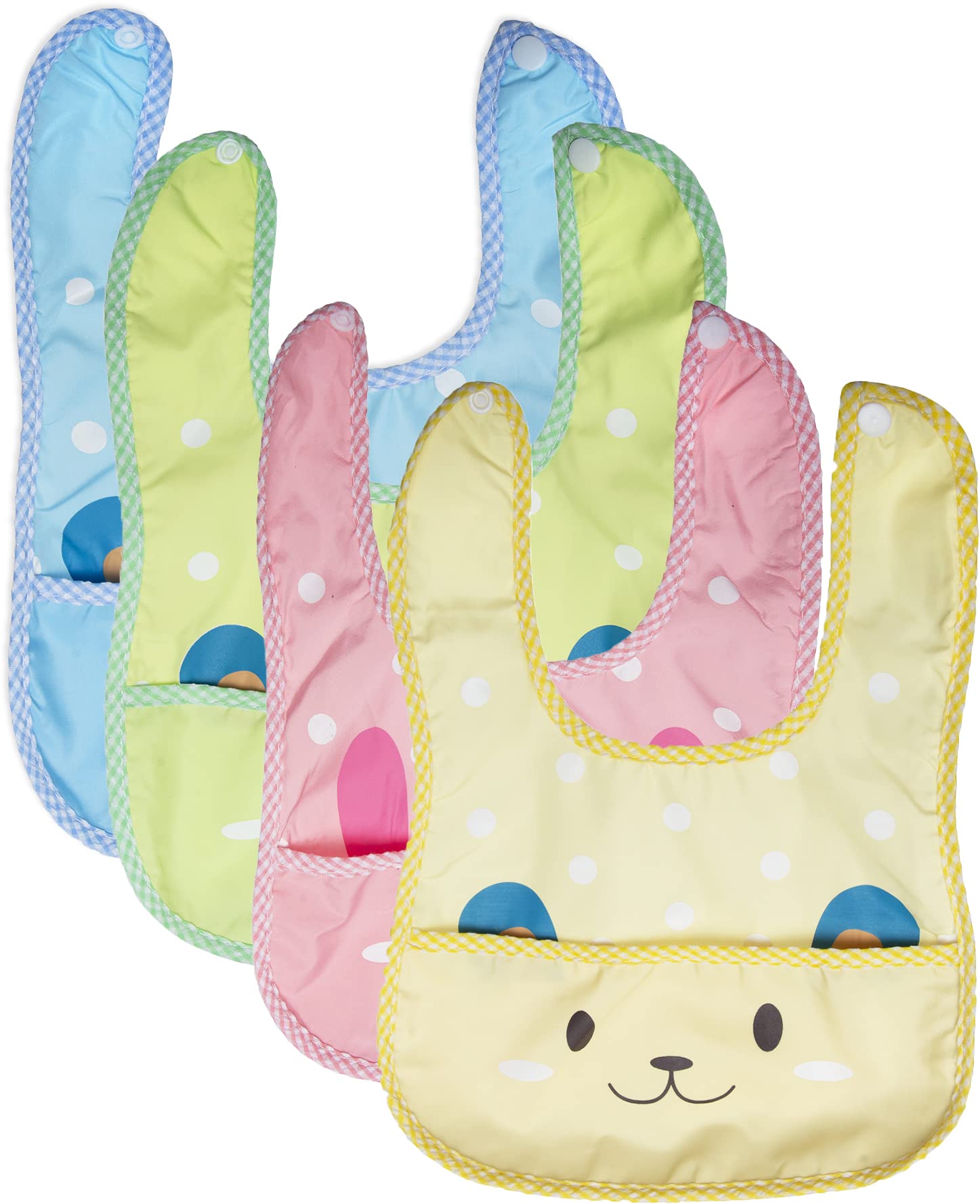BTfash Babies Soft Button bib for Feeding, Crumb Catcher- (PACK OF 4)-image-12
