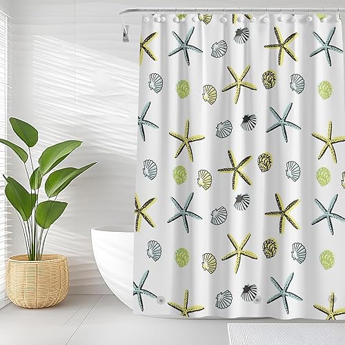 Miniatura 7 de Forro de cortina de ducha de 72 x 72 pulgadas, forro de ducha ligero de plástico impermeable 4G para baño, con agujeros de ojales y 3 pesos Estrella