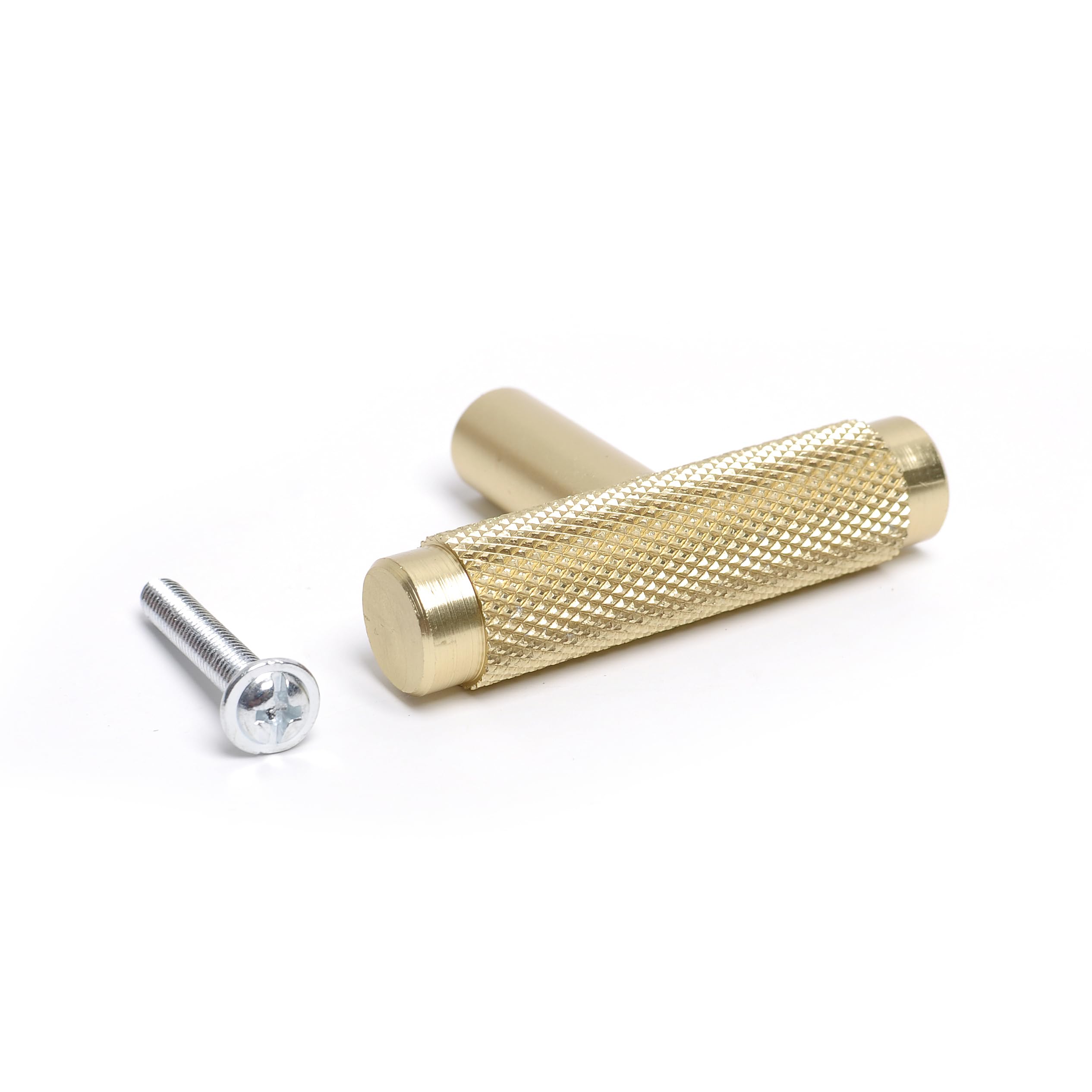 BSM Marketing Knurled T Bar Gold Modern Kitchen Cupboard Cabinet Drawer Bar Door Handle Knob (1, Knob)