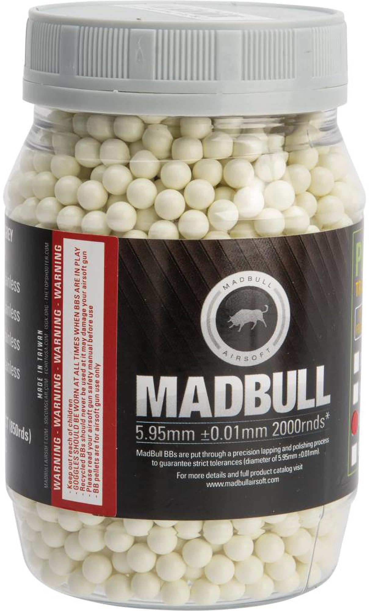 Evike Airsoft - MadBull Precision 6mm PLA Outdoor Safe PLA Airsoft Glow BB (Model: .30g Green / 2000rd Bottle)