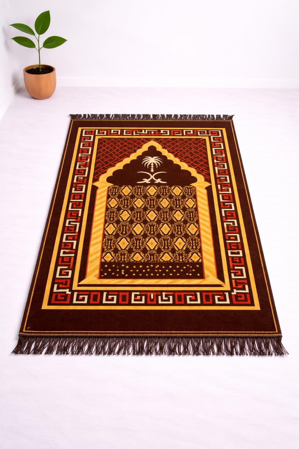 Premium Velvet Prayer Mat Janamaz for Namaz Muslim||48x30 Inch,Printed -Jannat Gold_Multi-2-image-8