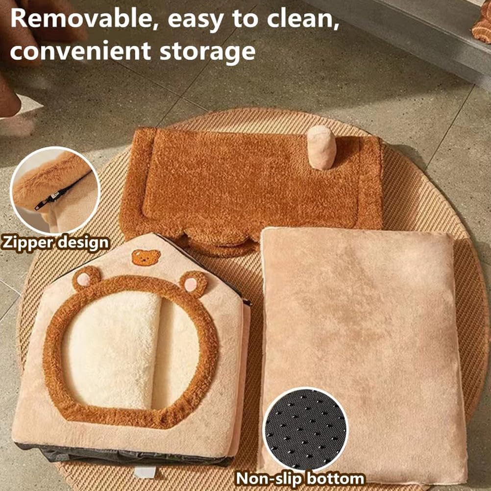 Cuccia per Gatti Chiusa per Gatti da Interno, Cuccia Calda E Accogliente per Gatti, Cuccia Pieghevole per Cani con Fodera Lavabile Rimovibile E Fondo Antiscivolo per Gatti,M