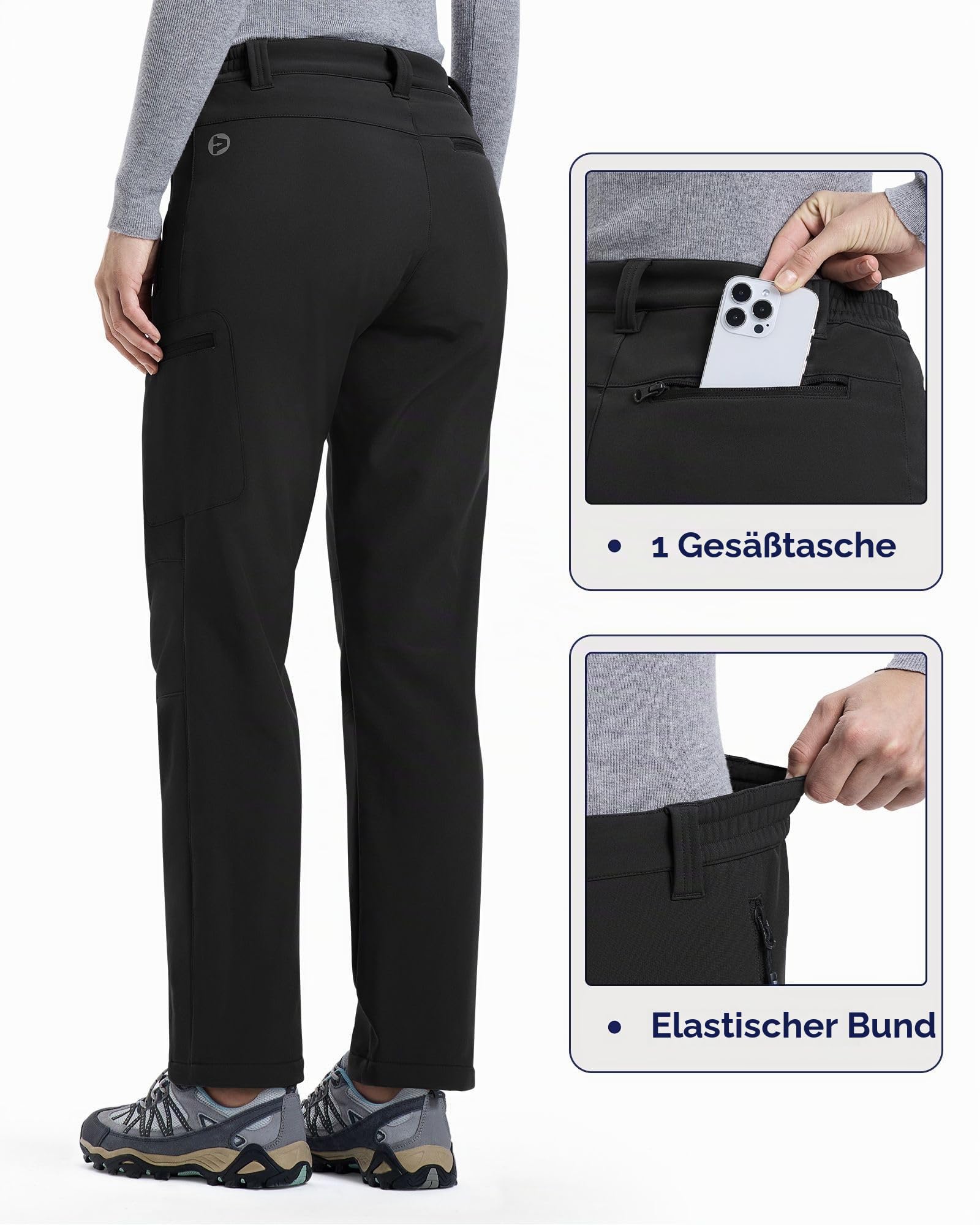 Outdoor Ventures Damen Softshellhose Winter Wanderhose Outdoorhose für Frauen Wasserdichthose Winddichte Skihosen Warme Gefütterte Trekkinghose
